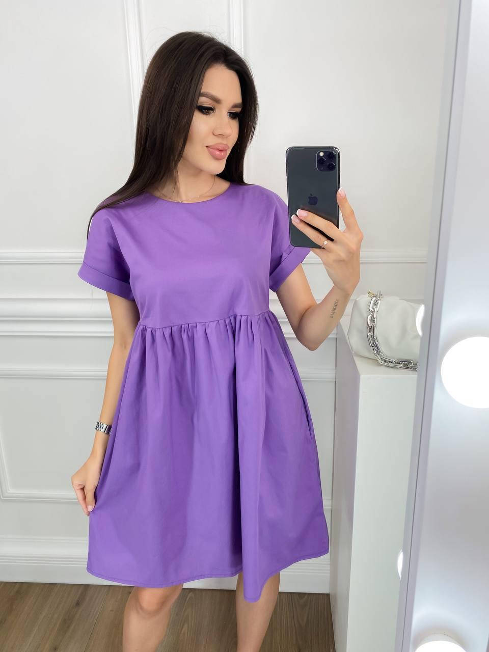 

Летнее платье завышенной талией сирень 969 46