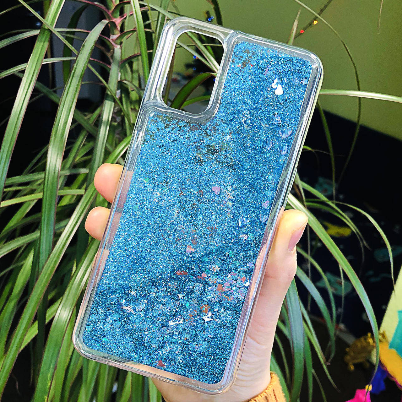 

Чехол Glitter для OPPO A52 бампер жидкий блеск Синий