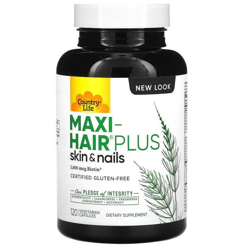 

Комплекс для волос, кожи и ногтей Country Life "Maxi-Hair Plus Skin & Nails" витамины и минералы (120 капсул)