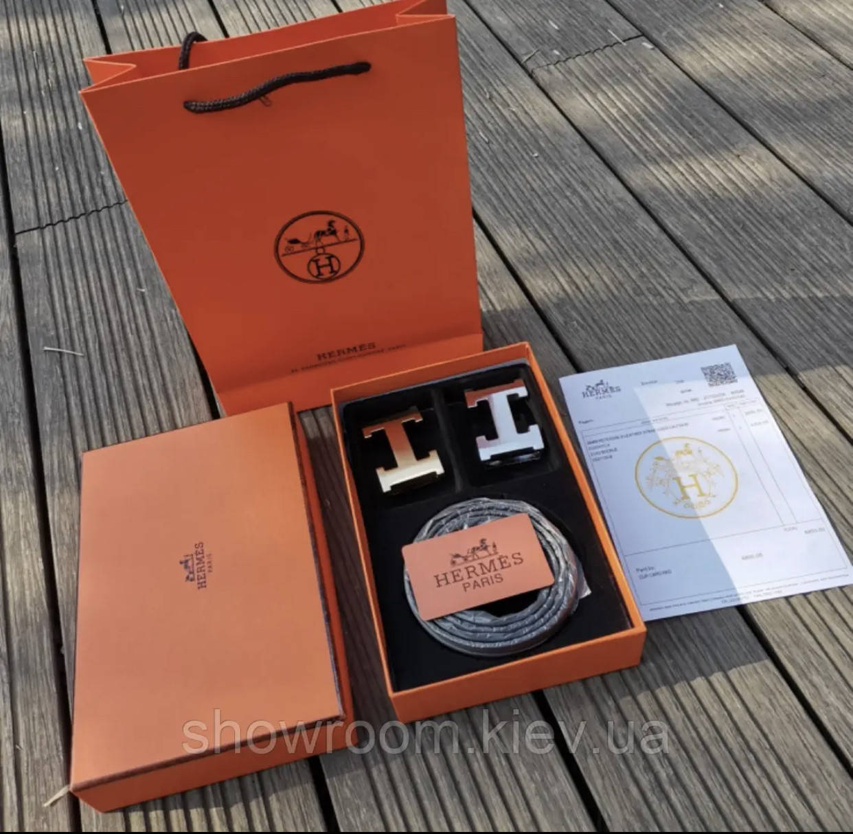 

Женский подарочный набор Hermes , ремень и две пряжки, Черный