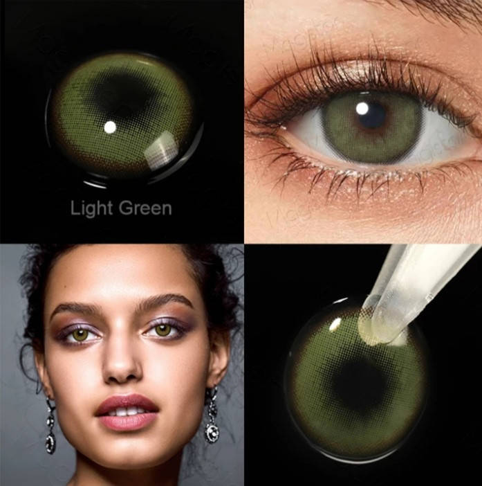 

Цветные линзы для глаз зелёные Light Green(пара) + контейнер для хранения в подарок