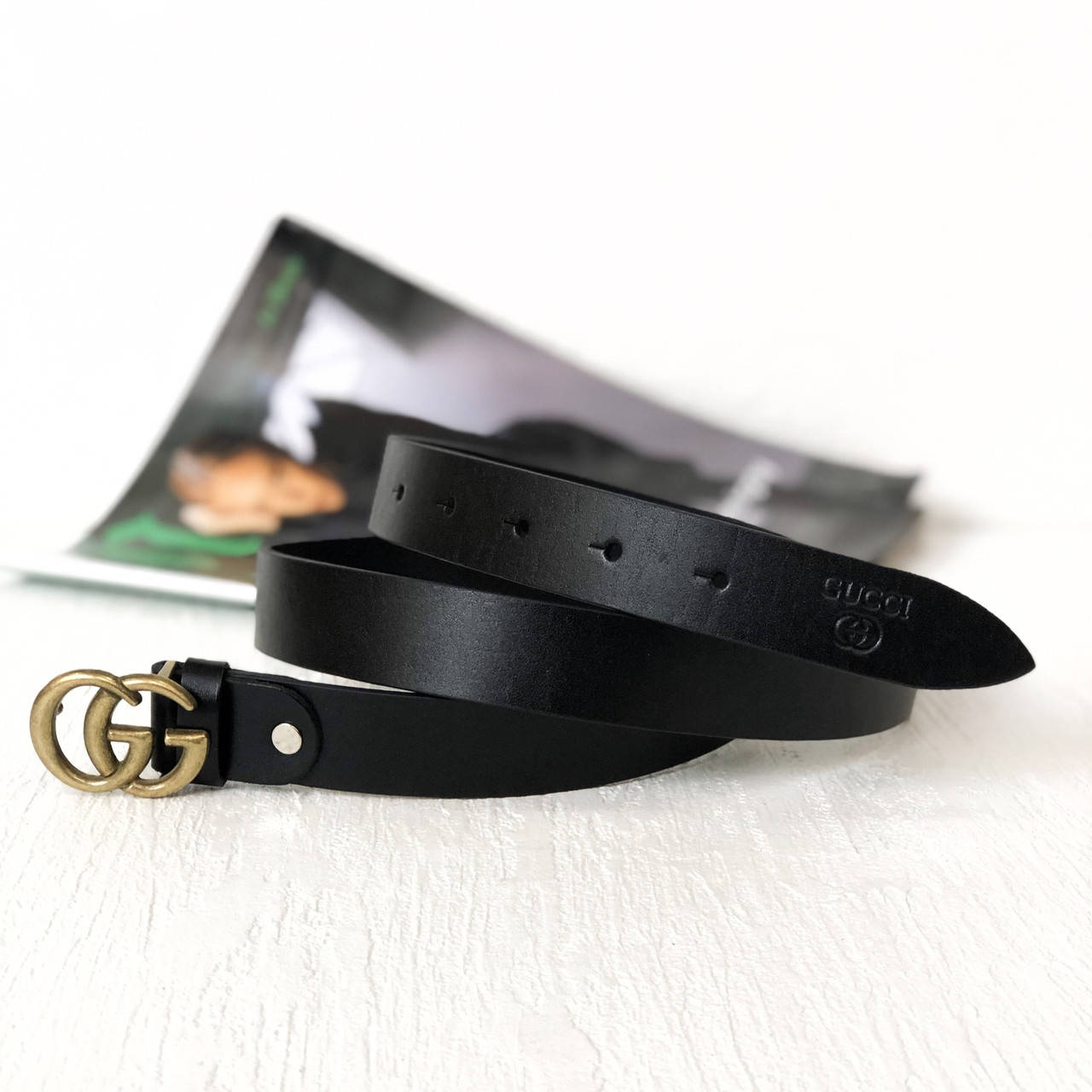 

Женский стильный кожаный ремень (5001) gold, Черный