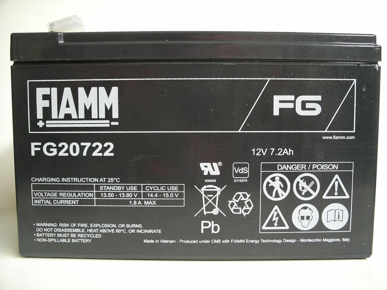 

Аккумулятор FIAMM FG 20722 (20721) 12V 7.2Ah