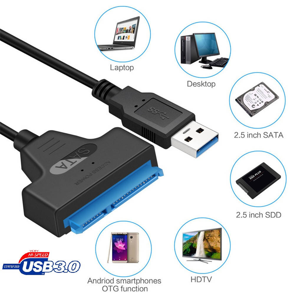 

Переходник Sata - USB 3.0 для HDD/SSD дисков 2.5 дюйма Кабель Адаптер