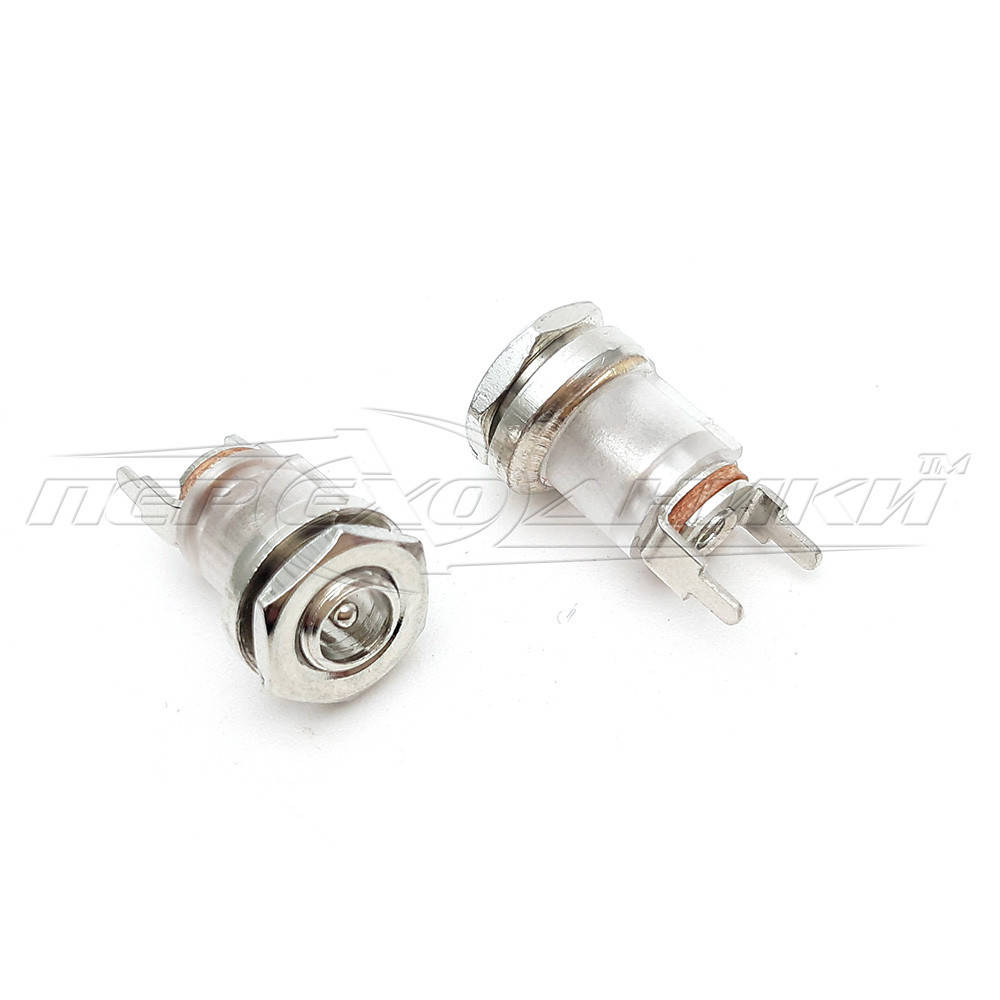 

Разъем питания DC гнездо 3.5x1.35 мм, монтажное с гайкой (металл-пластик)