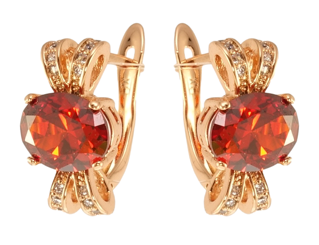 

Серьги Xuping Позолота РО английский замок "Красный фианит с петельками"