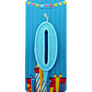 

Свеча цифра 0 голубой блеск