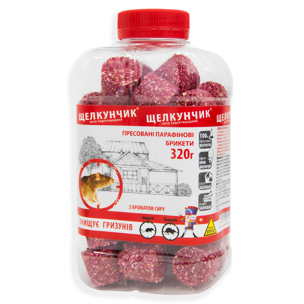 

Отрава для грызунов "Брикеты Щелкунчик" аромат сыра, средство от мышей и крыс, родентицид (NV)