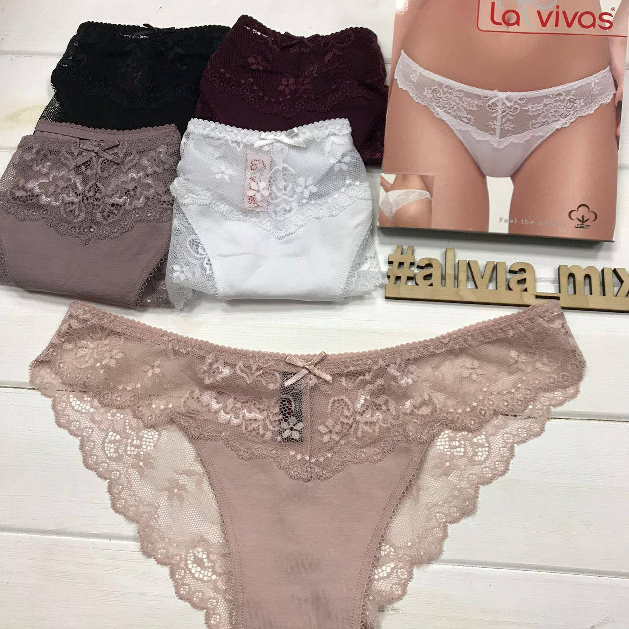 

Женские трусики от La vivas Хлопок+кружево M, Розовая гортензия