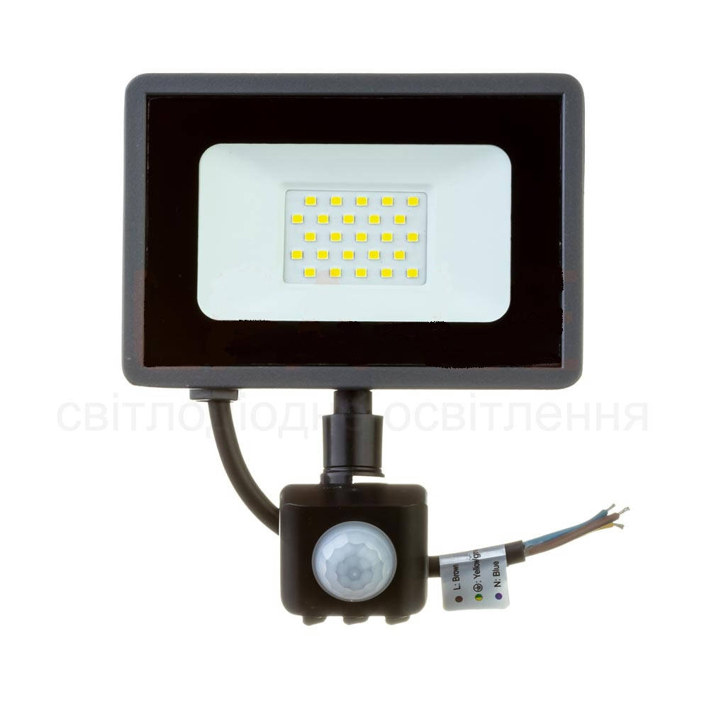 

Светодиодный LED прожектор AVT 20Вт 2000Lm 220v 6000К IP65 с датчиком движения уличный