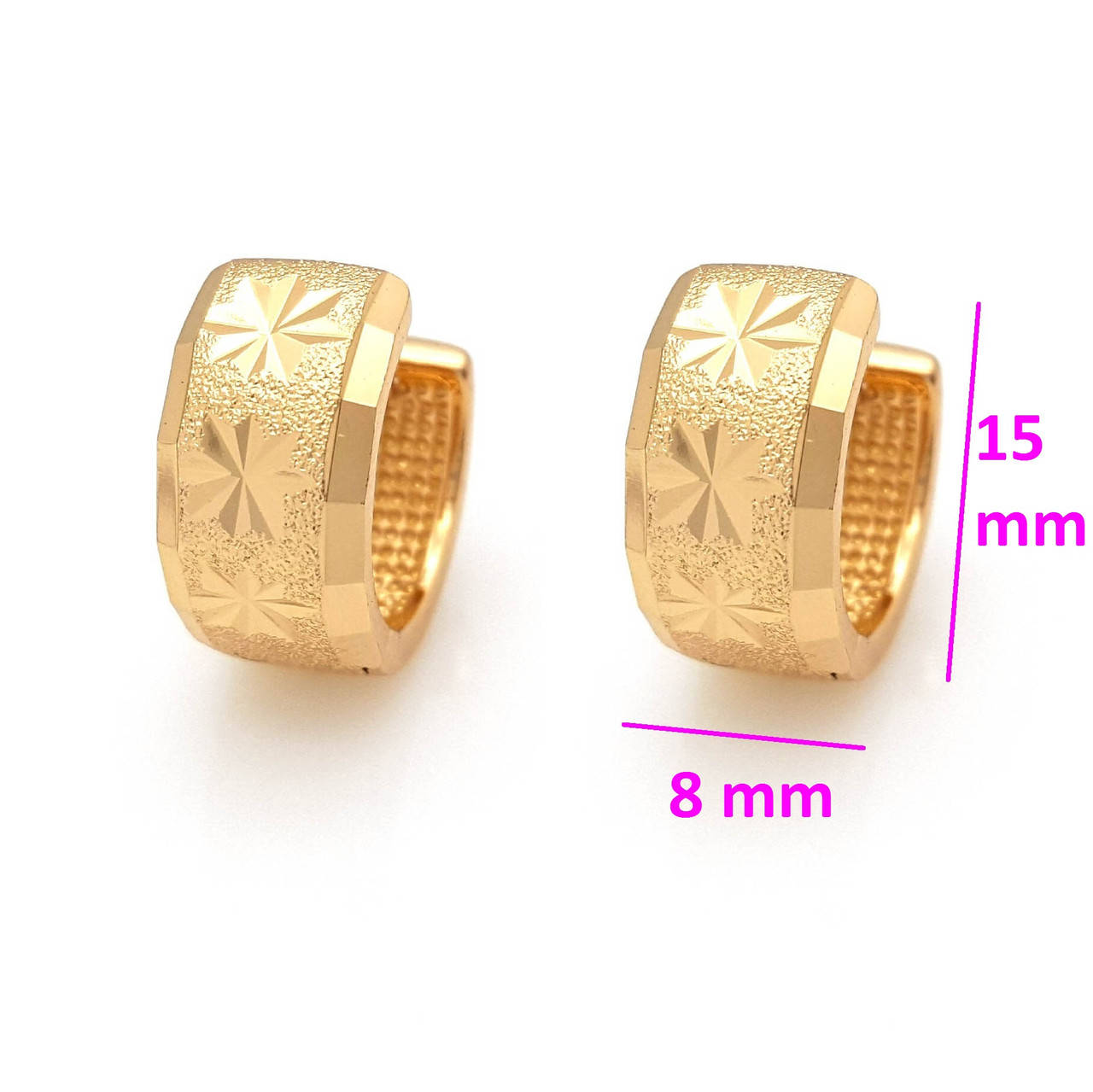 

Серьги Колечки с напылением и резьбой, без камней, позолота Xuping, 18К