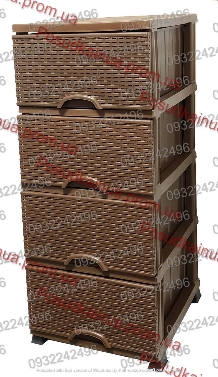 

Пластиковый комод Ротанг шоколадный 4 ящика Elif Wicker 296-4