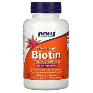 

Биотин, Biotin, Now Foods, 10 000 мкг, 120 растительных капсул