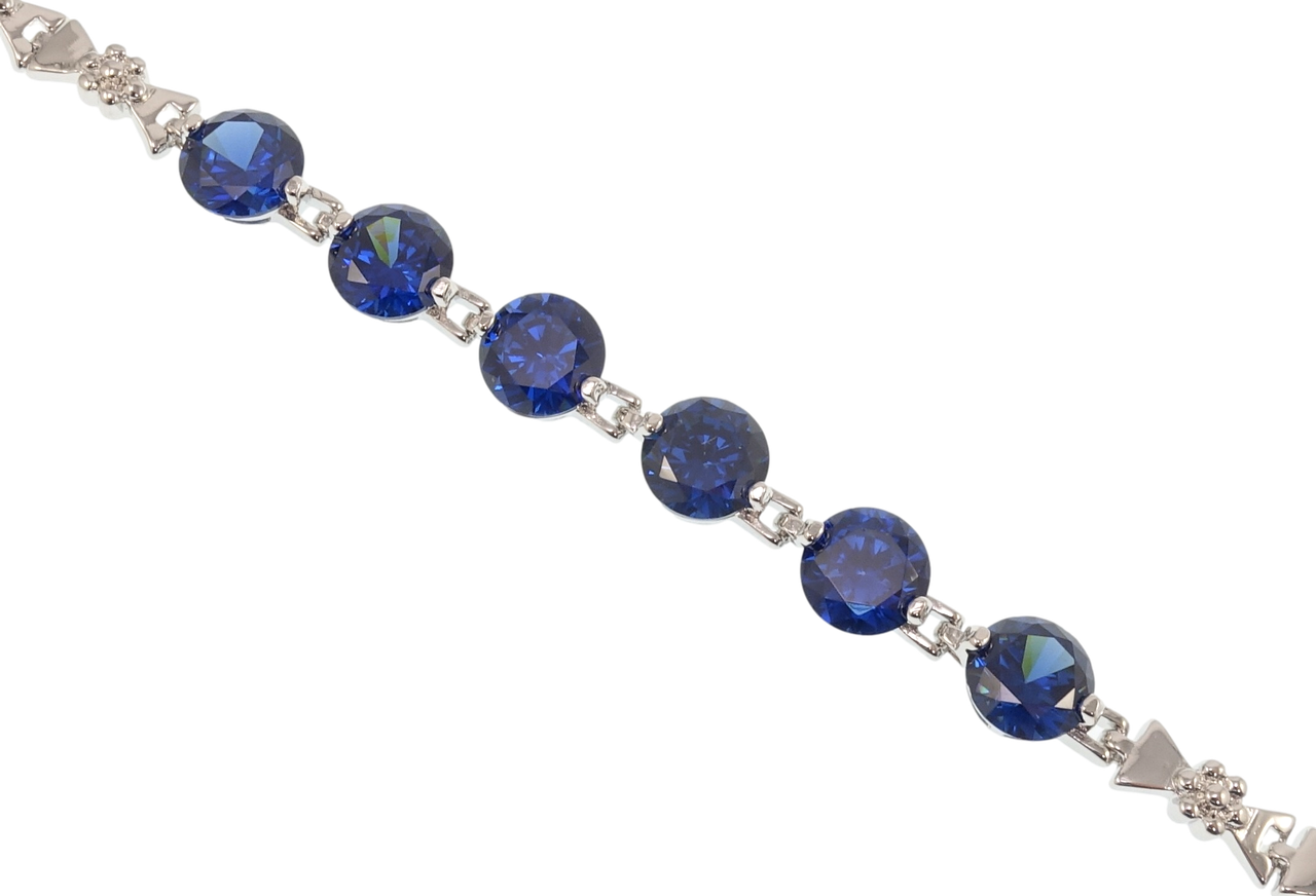 

Браслет Xuping Родий "Дорожка синих фианитов" размер с доп.замком 18,21см х 4-5мм