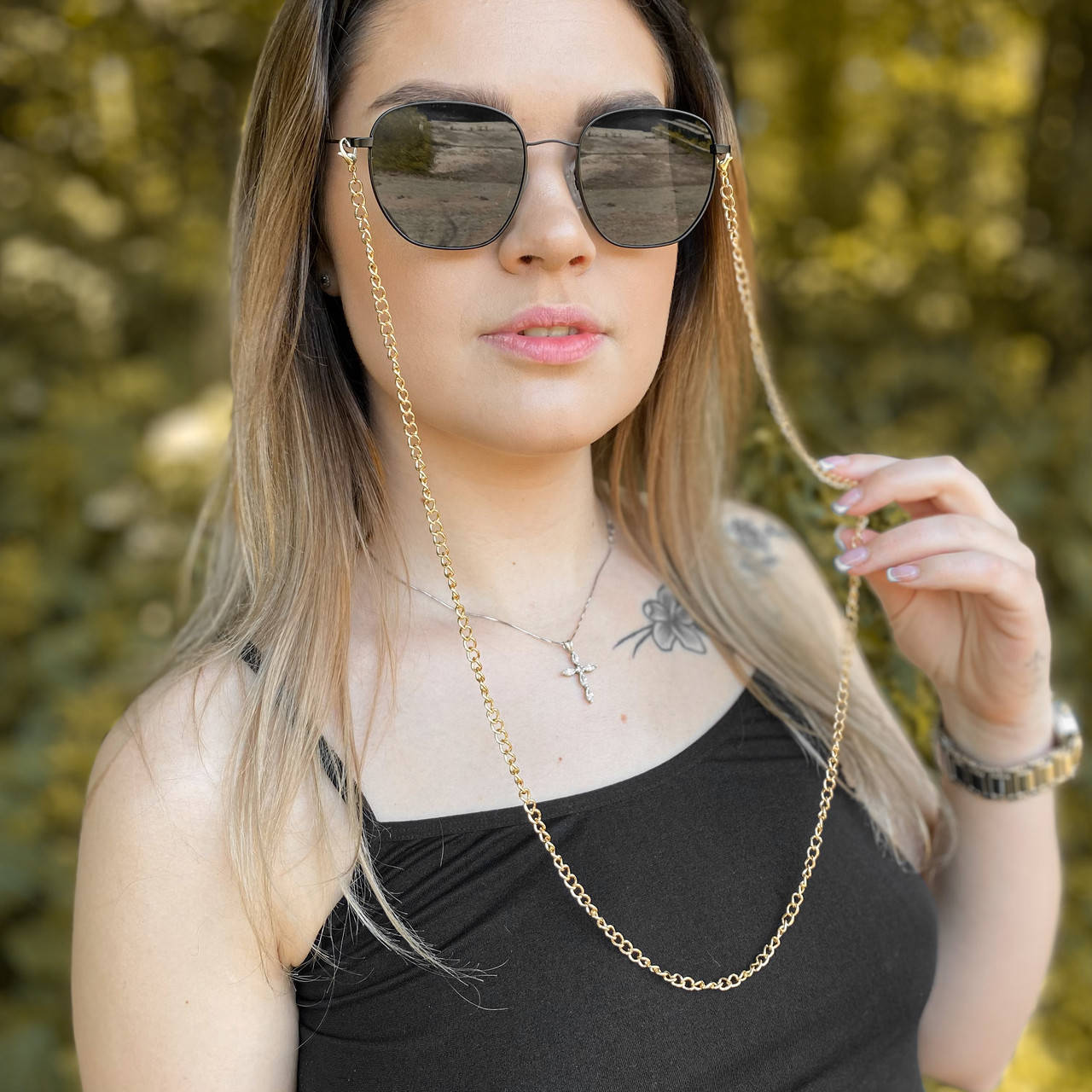 

Стильная цепь для очков на шею ЛЕТО 2021 золотистая, Золотистый