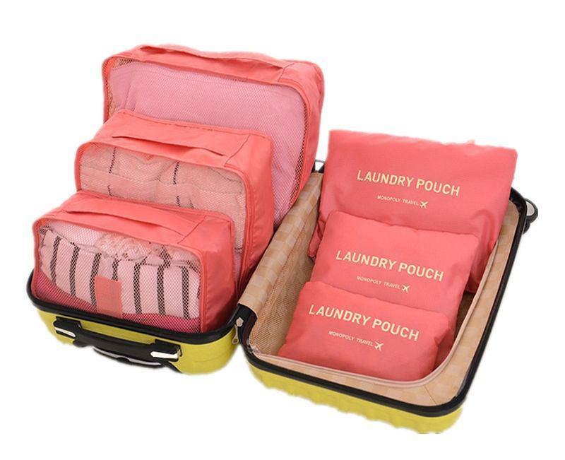 

Набор дорожных сумочек в чемодан 6шт, органайзеры Happy Travel персиковый