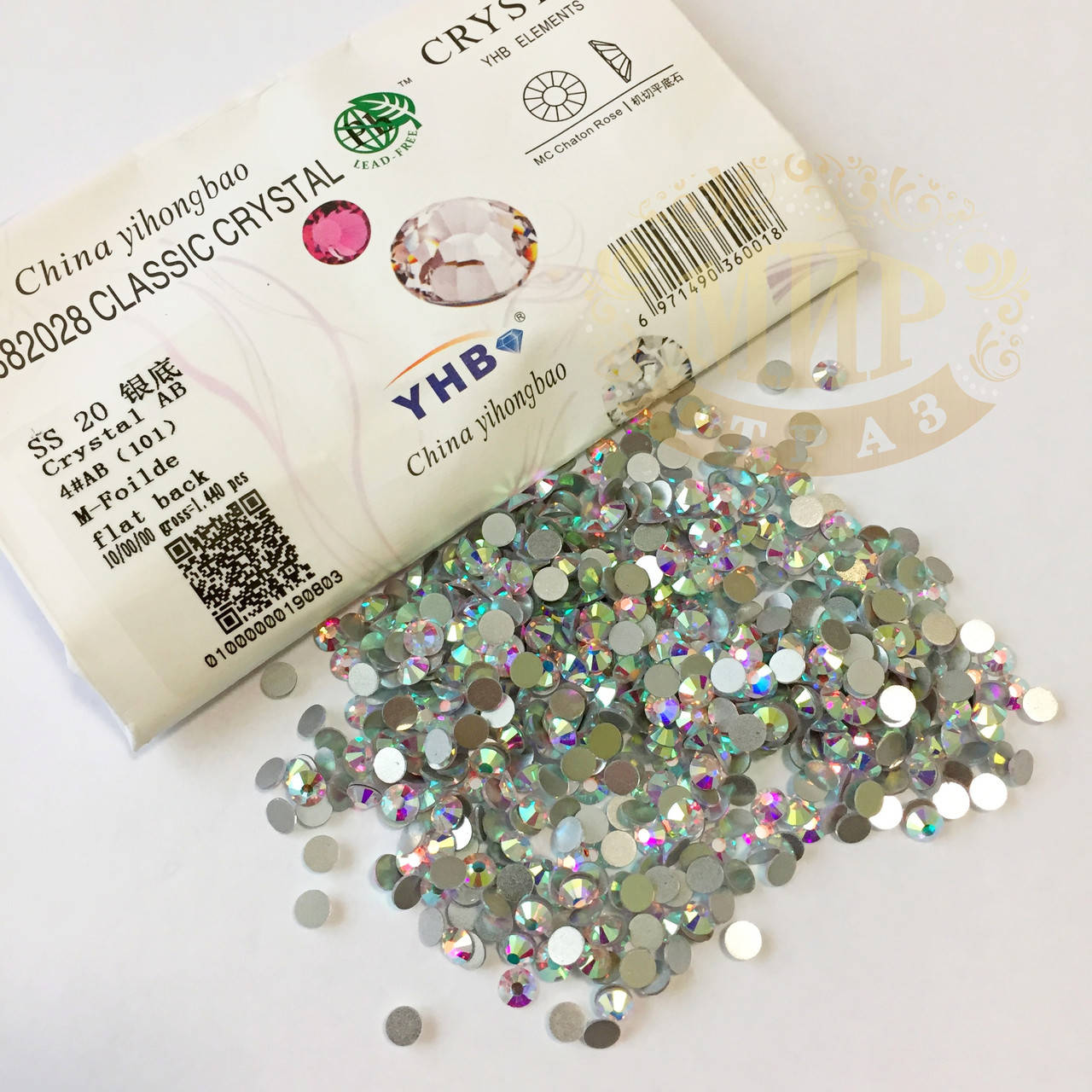 

Стразы YHB Lux, цвет Crystal AB, ss16 (3,8-4мм), 100шт ОПТ 1440штук