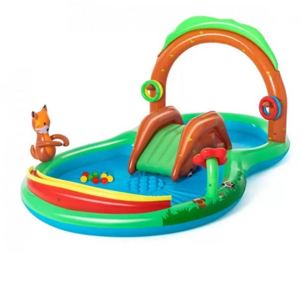 

Детский надувной игровой центр BW 53093 с шарик, игровой надувной центр с басейном, бассейн надувной с горкой, Разные цвета