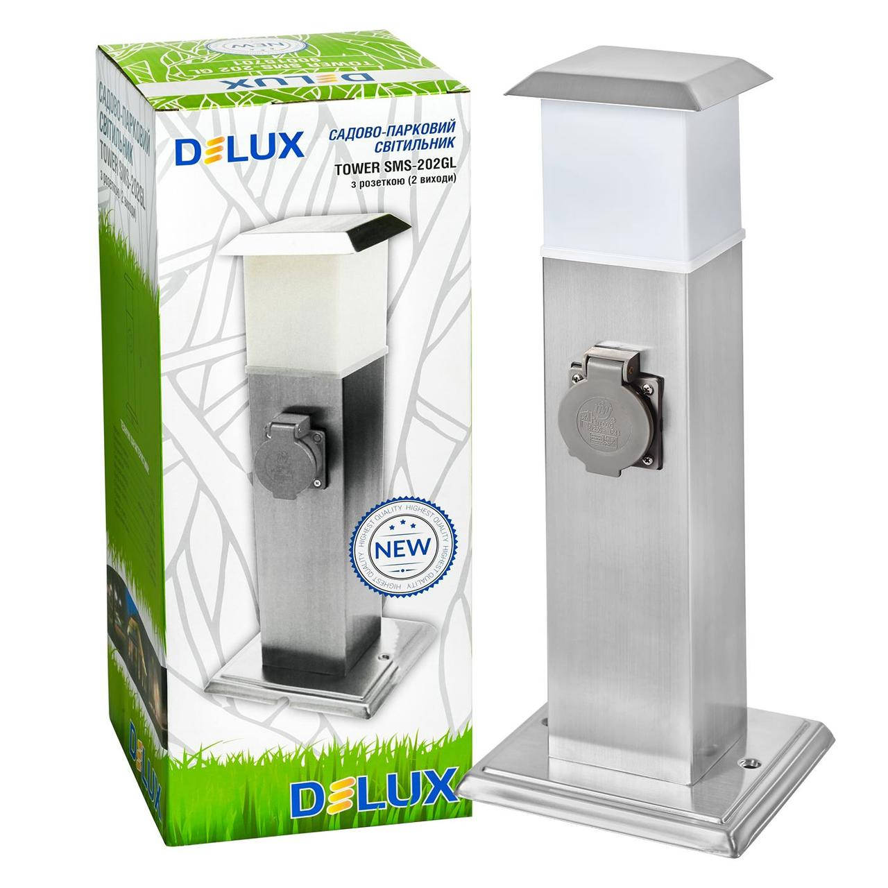 

Светильник TOWER SMS-202GL E14 + розетка на 2 выхода 16А IP44, DELUX (90015701)