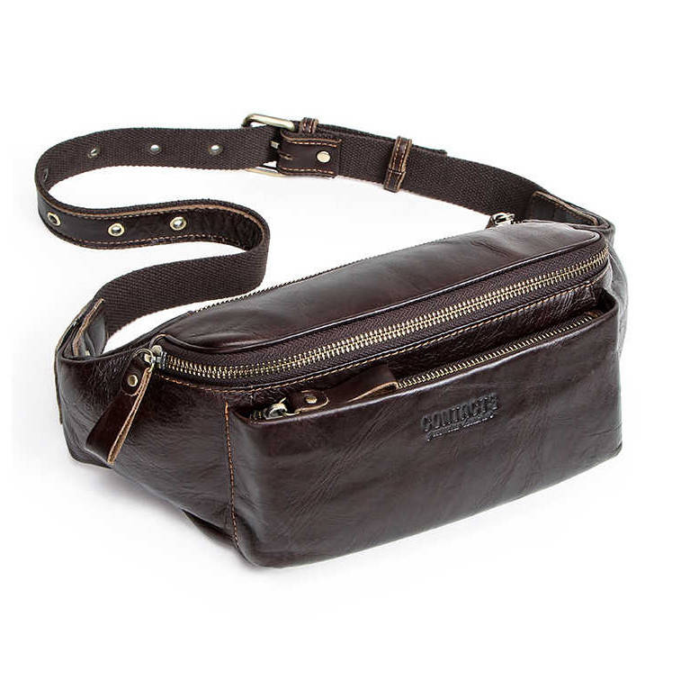 

Сумка поясная мужская кожаная Бананка нагрудная Сумка на пояс мужская Коричневая, Коричневый