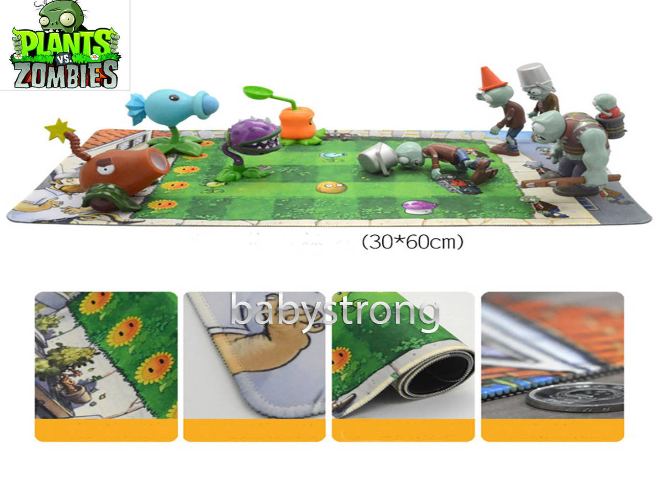 

Поле коврик для сражений большой 60x30 см Растения против зомби | Plants vs Zombies