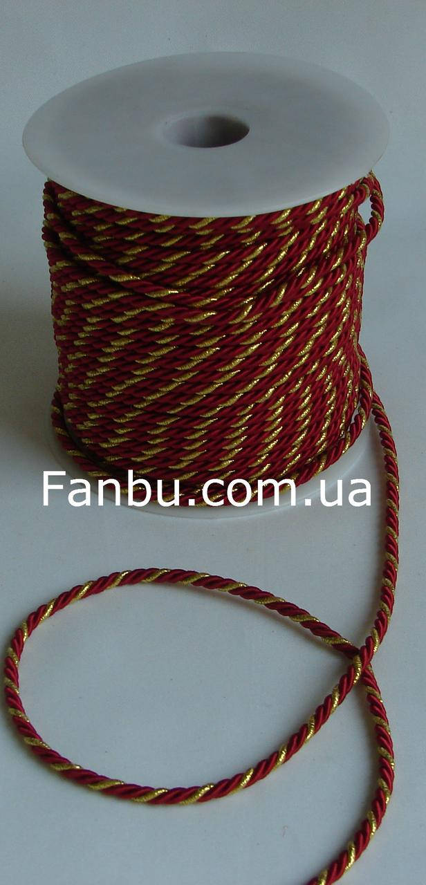 

Шнур декоративный"канат"красный с золотом ширина 3мм №3