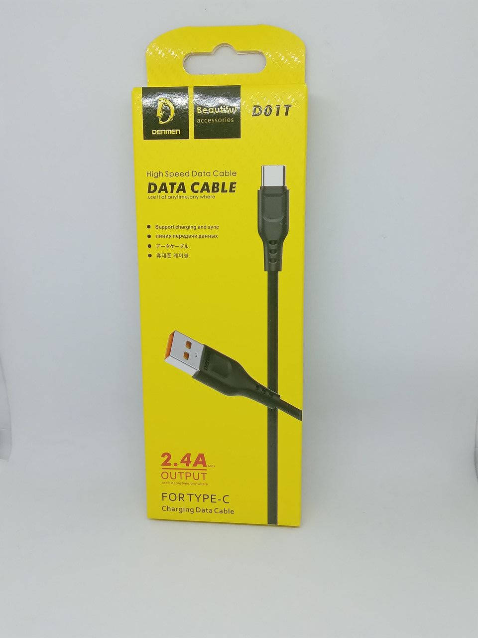

Зарядний кабель Тип-С USB Cable Denmen D01T 2.4A Type-C 1m чорний, Черный