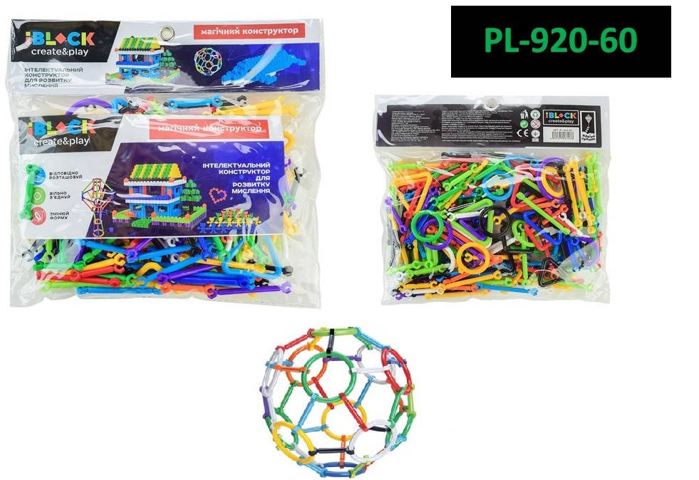 

Конструктор IBLOCK нестандартн дет, для разв-я мышления, инструкц на укр языке, 173 шт, в п/э 25,5*23см /96-2/