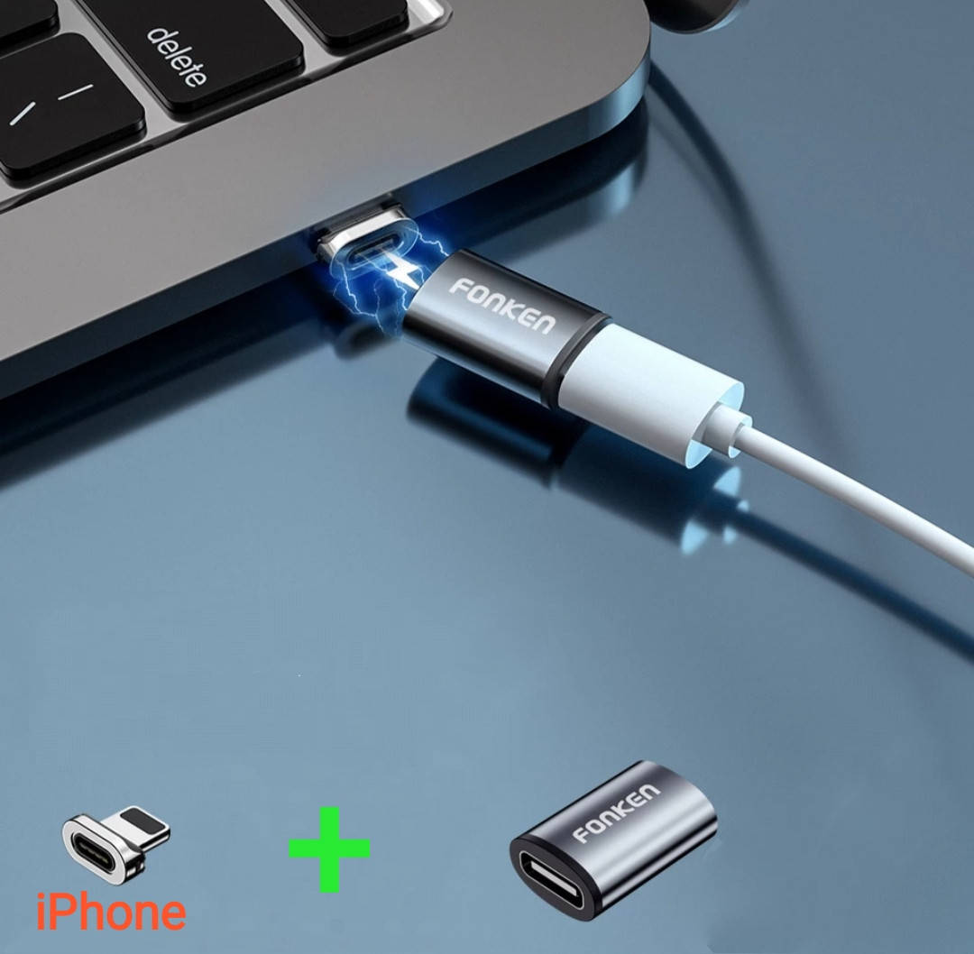 

Магнитный адаптер для кабеля USB Type-C Fonken с коннектором: Lightning iPhone., Серый