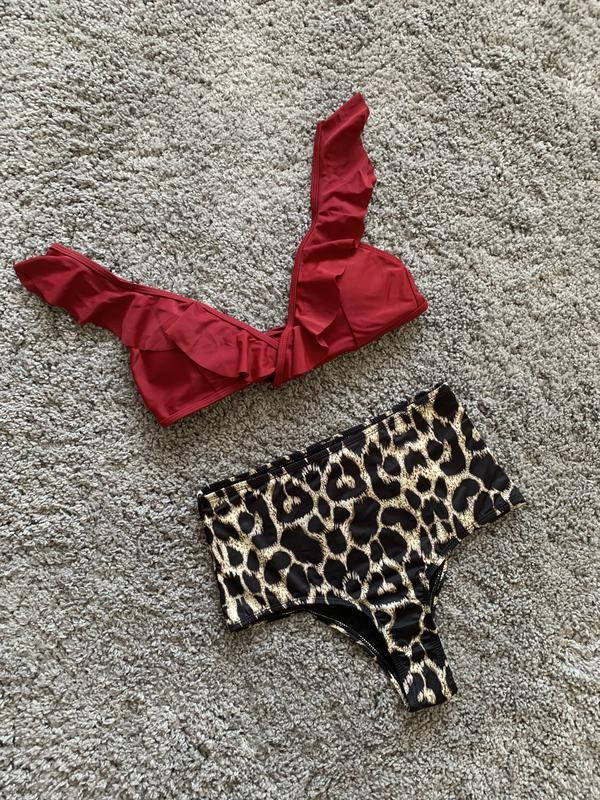 

Великолепный леопардовый купальник S, Бордовый