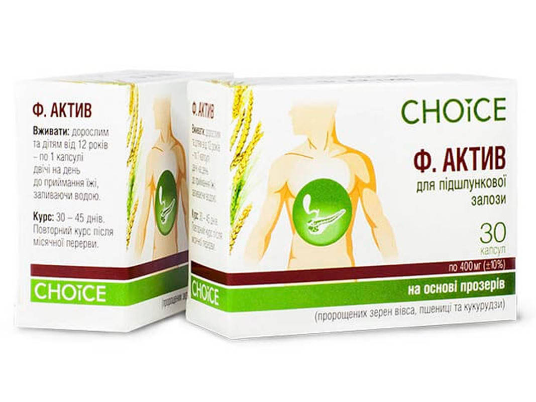 

Ф.Актив, Choice, комплекс для для поджелудочной железы, 30 капсул