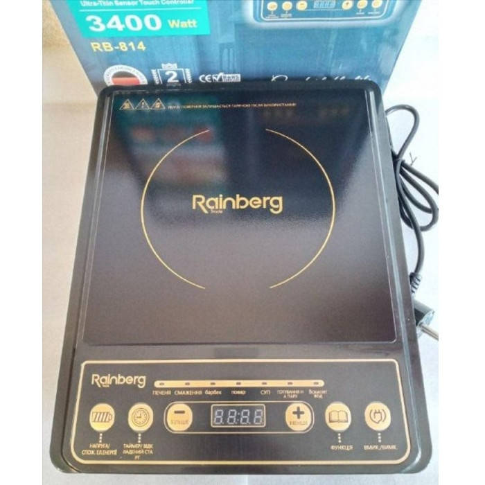 

Электроплита индукционная настольная Rainberg RB-814 - электрическая плита на 1 конфорку 3400 Вт