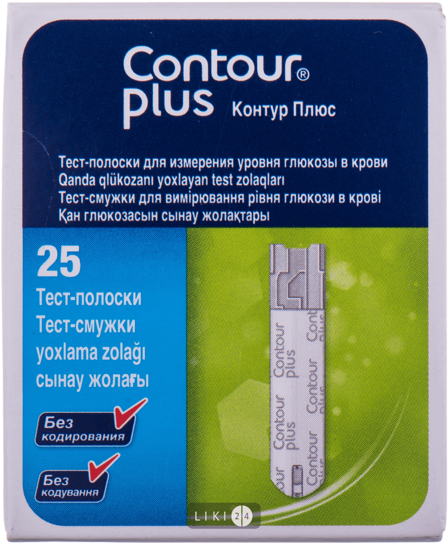 

Тест-полоски для глюкометра Contour Plus, №25