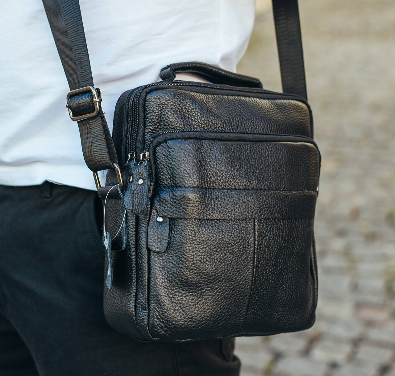 

Мужская кожаная сумка Keizer K15206-black, Черный