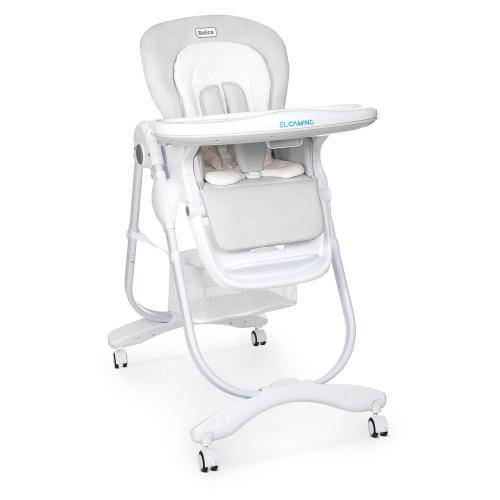 

Стульчик Dolce M 3236 Light Gray для кормления, 5точ.ремни,матрасик,4колеса,кож.,серый