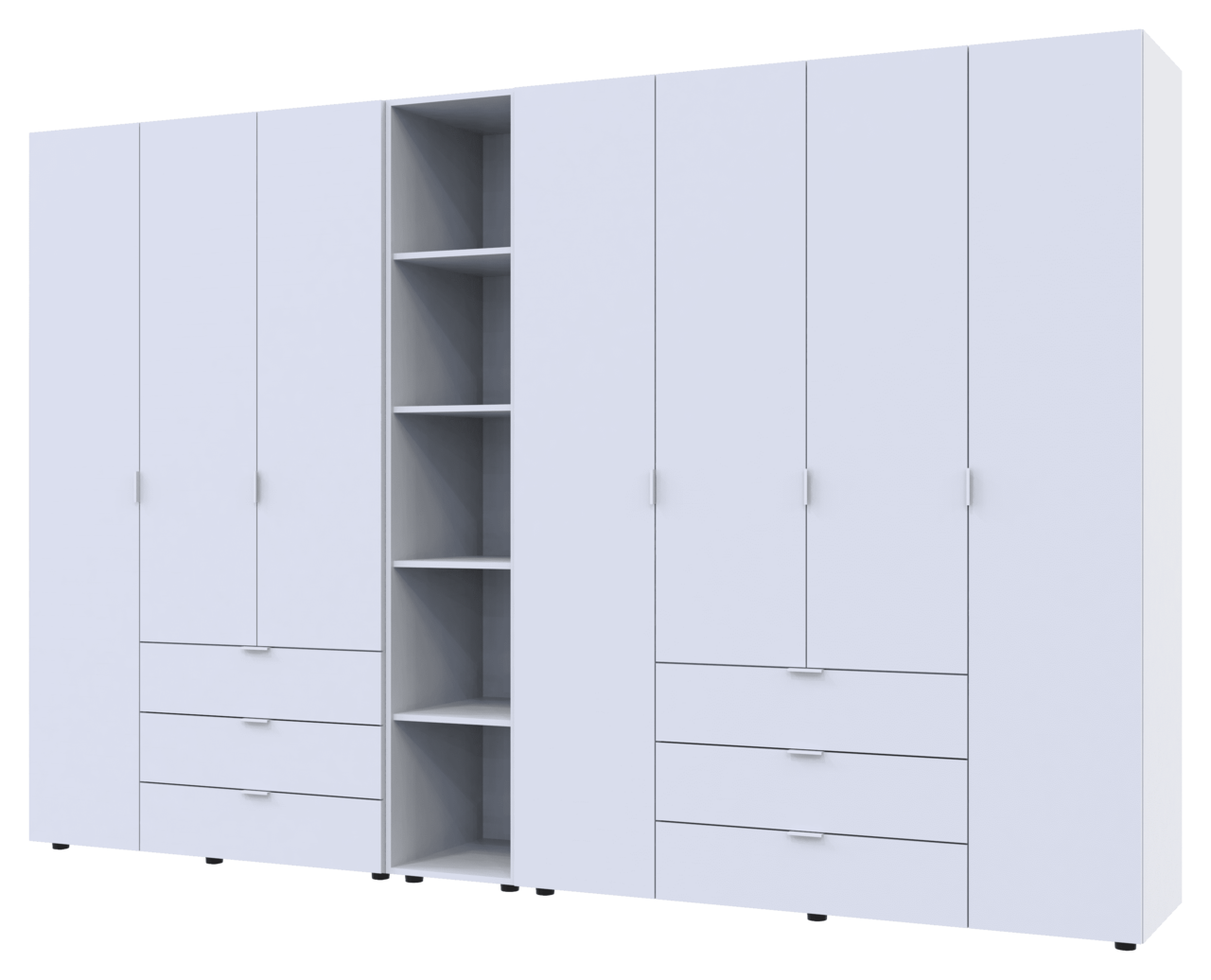 Комплект Doros Гелар з Етажеркою Білий 3+4 ДСП 309.4х49.5х203.4 (42005037) 3