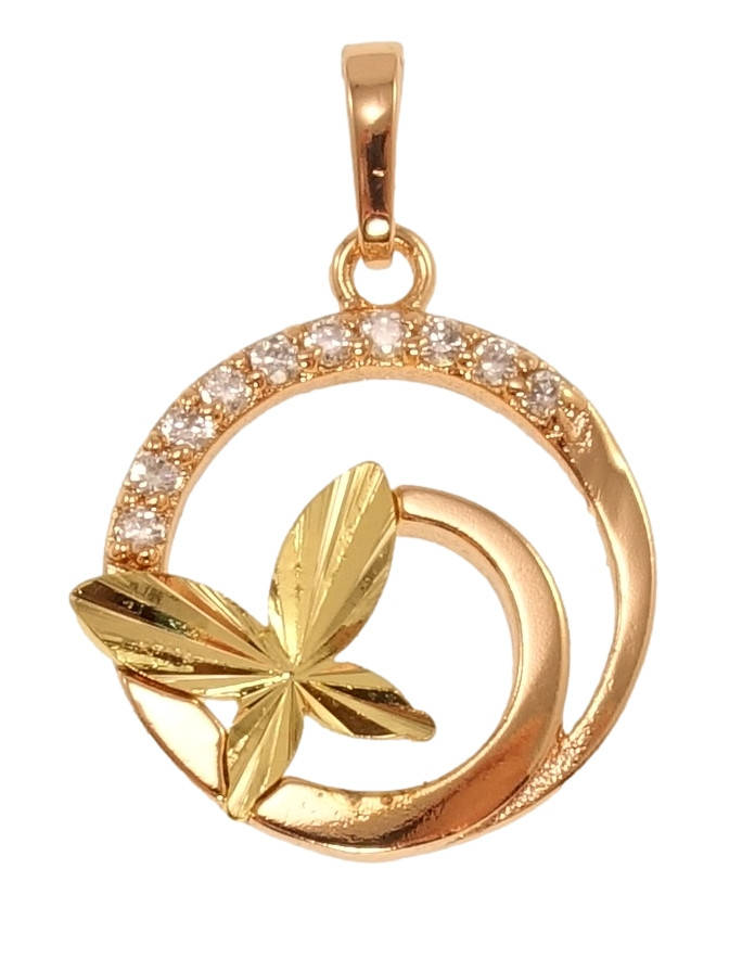 

Кулон Xuping Позолота 14K + РО "Круглая подвеска с бабочкой" для цепочки до 5мм