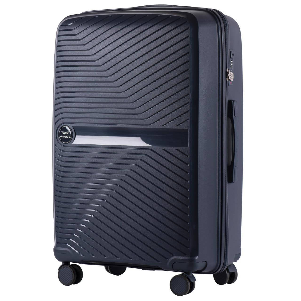 

Чемодан  (L) Полипропилен Wings Lapwing DQ181-04 на 4 колесах 76х49х28см 96л Темно-синий (Dark blue