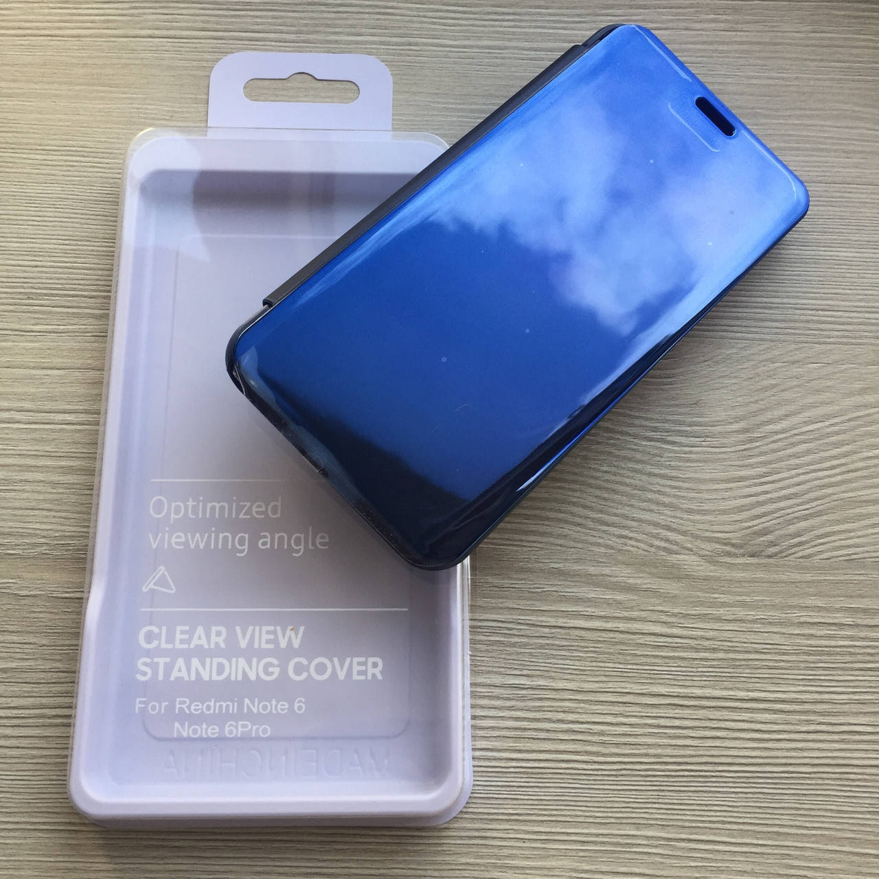 

Зеркальный чехол-книжка с функцией подставки для Xiaomi Redmi Note 6 (Blue), Синий