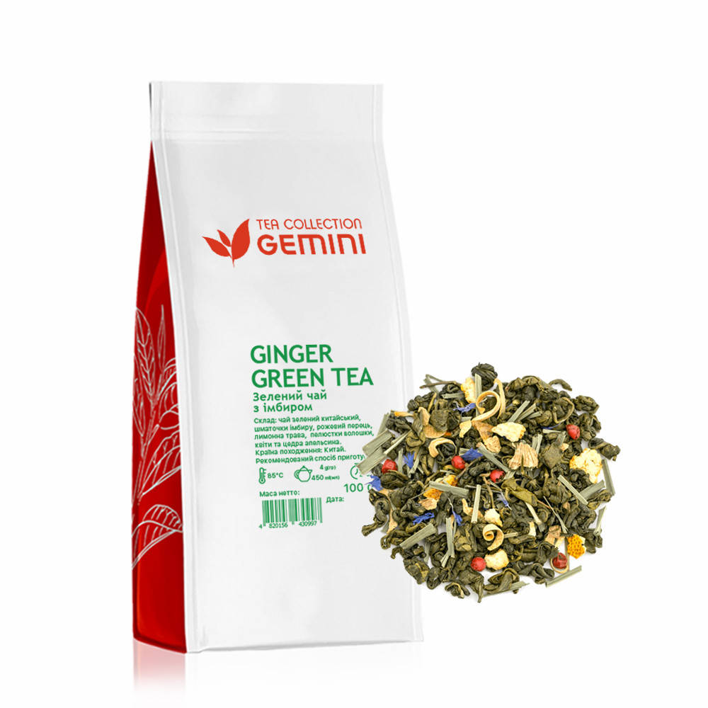 

Чай зеленый рассыпной Gemini Tea Collection Зеленый с имбирем 100 г