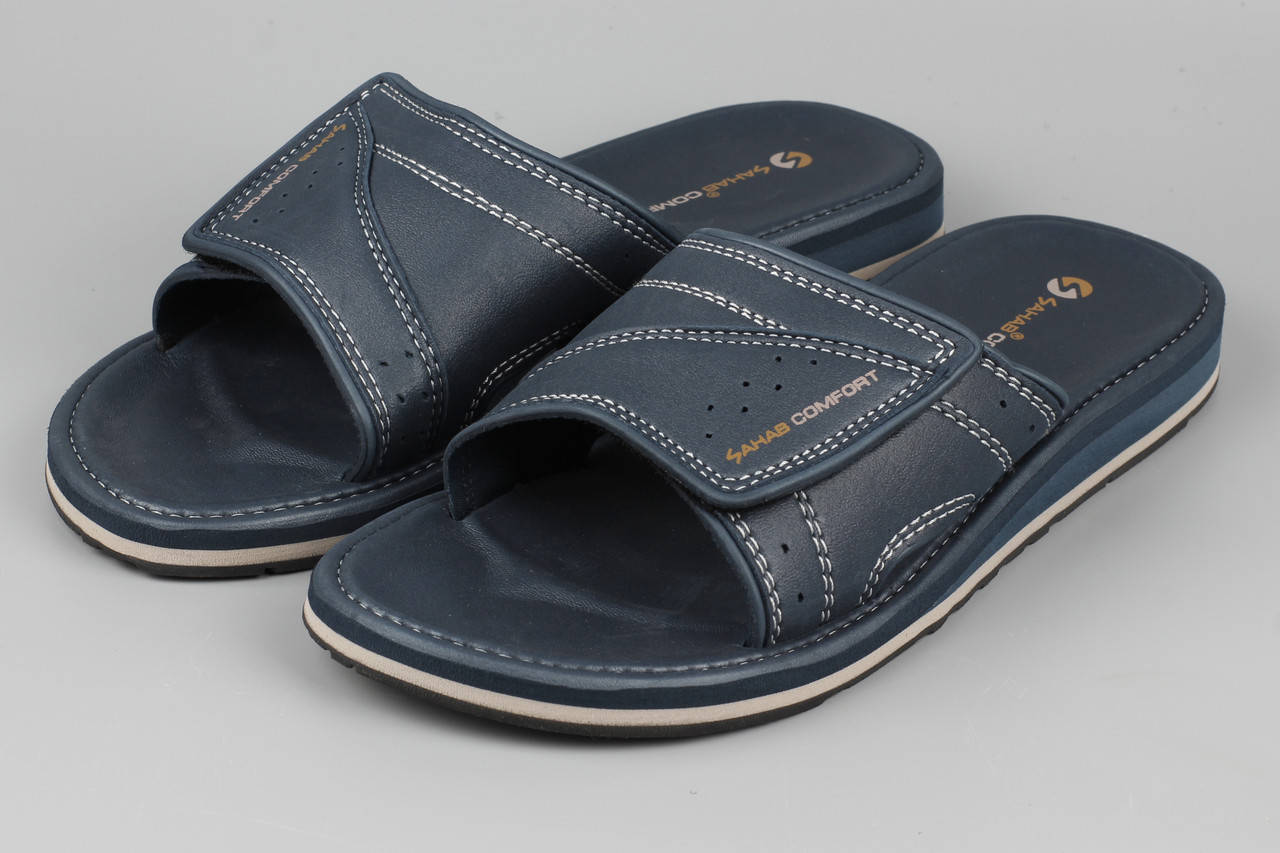 

Шлепанцы мужские на липучке тёмно-синие Sahab SH22-045M Сахаб Размеры 43 44, Синий