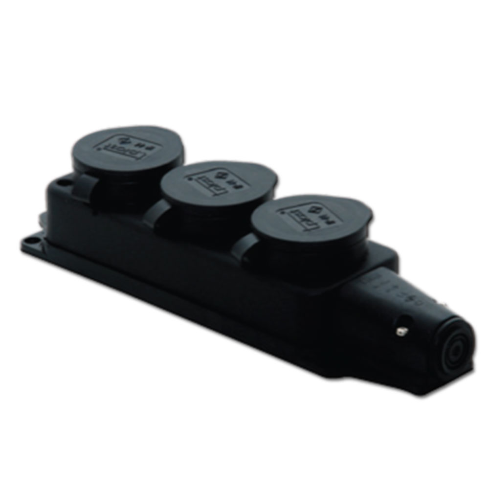 

Вилки розетки IP44 тройная розетка, черная