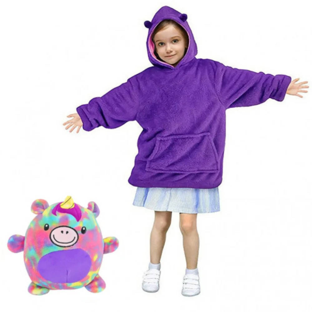 

Детская толстовка с балахоном Huggle Hoodie / Худи игрушка Фиолетовый