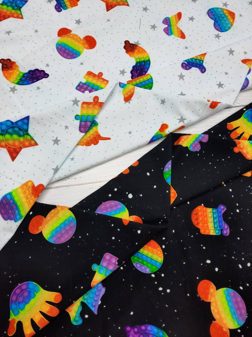 

Стрейч кулир принт "Поп ит на темном" - 180см. (диджитал), - комиксы / мультики