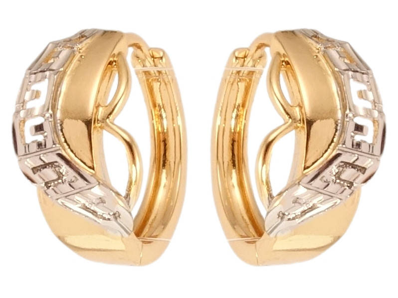 

Серьги Xuping Позолота+Родий колечки "Декоративный орнамент с меандровой линией"