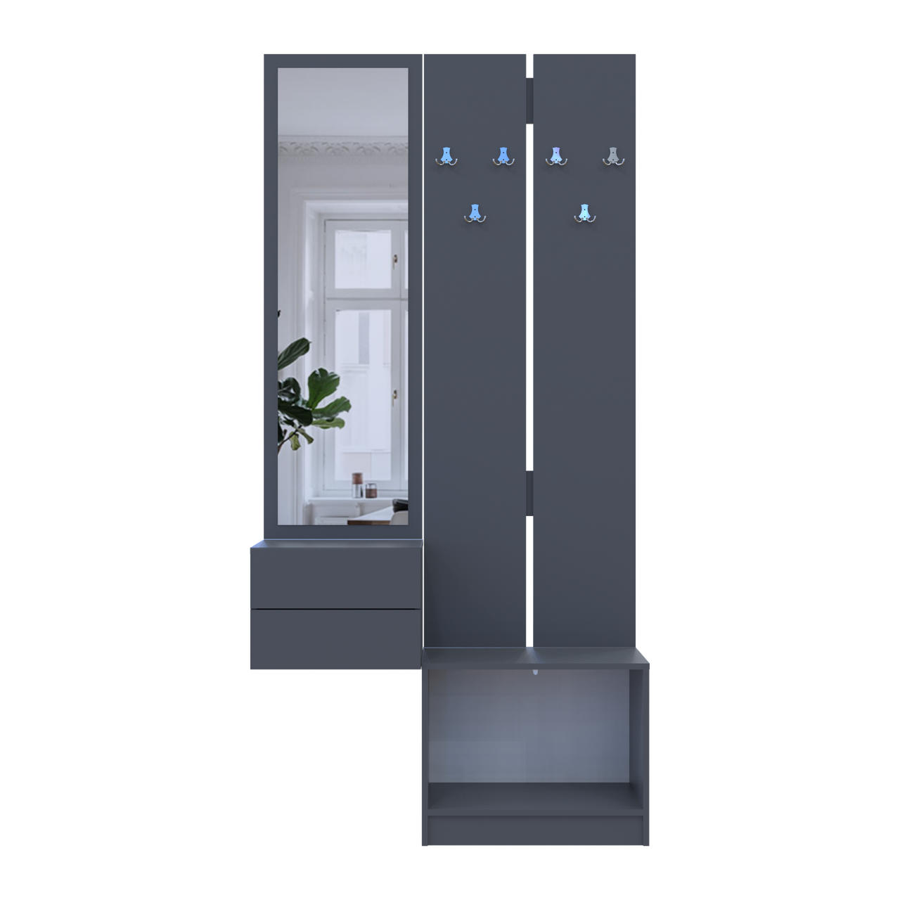 Передпокій Doros Сола 2+3 Doros Графіт/Сірий ДСП 105х40х215 (42005151) 5