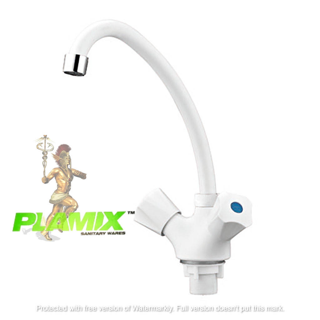 

Пластиковый смеситель для кухни PLAMIX Omega-271 White (без подводки), Белый