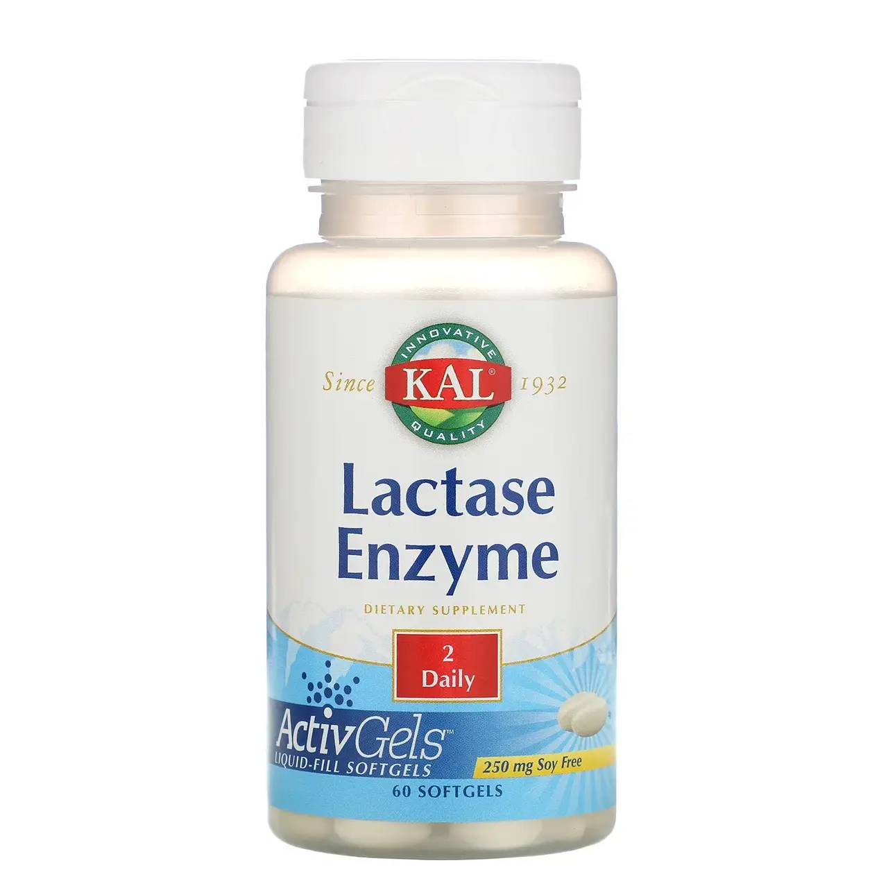 

Фермент лактаза, Lactase Enzyme, KAL, 250 мг, 60 капсул (CAL-80206)