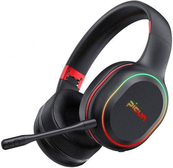 

Беспроводные игровые наушники Picun P80X с микрофоном и RGB подсветкой Black/Red VN