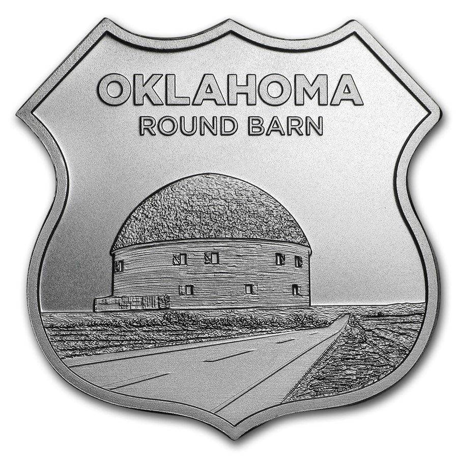 

Серебряный раунд "Иконы Маршрута 66 - Оклахома" ( ROUTE 66 ) 31,1 грамм